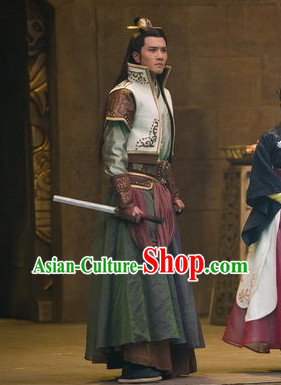 Ancient Chinese King High Shoulder Costumes and Coronet Complete Set