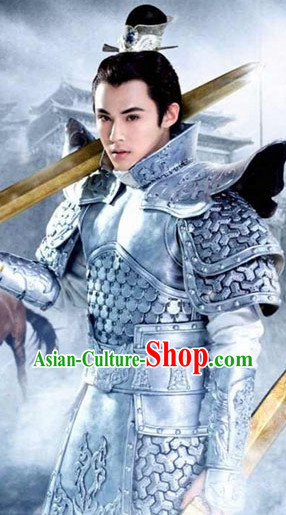 Ancient Chinese General Armor Costumes and Coronet Complete Set