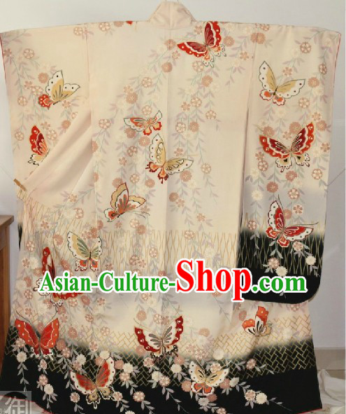 Traditional Japanese Butterfly Kimono Set for Women