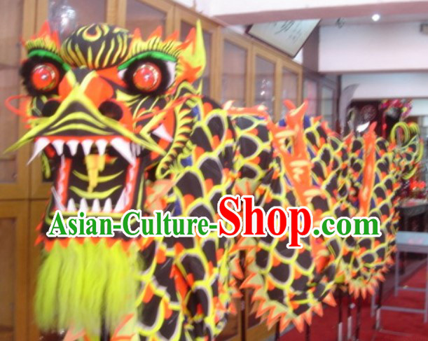 Top Chinese Glow in Dark Luminated Dragon Dance Head and Body Costumes Complete Set