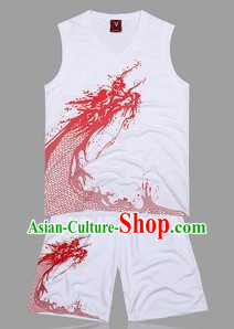 Traditional White Dragon Dance Player Outfit