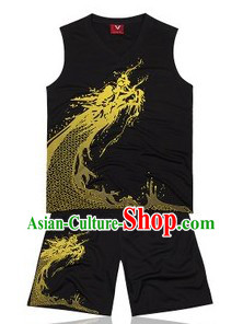 Traditional Black Dragon Dance Player Suit