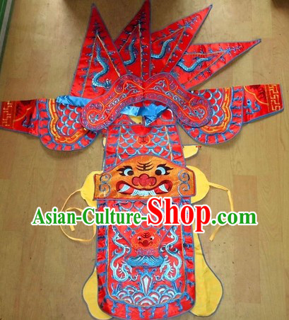 Traditional Chinese Embroidered Dragon Armor Da Kao Costume Complete Set for Girls