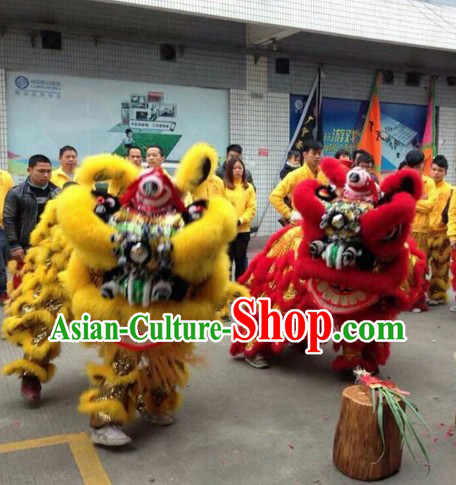 Supreme Big Events and Celebration Red and Yellow Lion Dance Costumes Complete 2 Sets