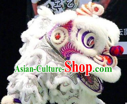 Pure White Hok San Lion Dance Costumes Complete Set