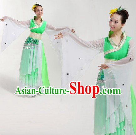 Ancient Chinese Style Classical Dance Costumes and Headwear Complete Set for Women