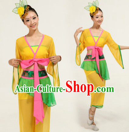 Fan Dance Group Dance Singing Group Performance Costumes and Headwear Complete Set for Women