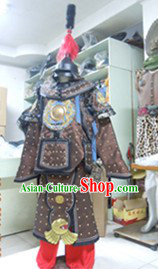 Ancient Chinese Military Armor Costumes and Helmet Complete Set for Men
