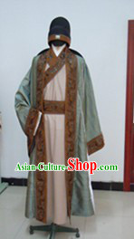 Ancient Chinese Tang Dynasty Poet Scholar Clothing and Hat Complete Set for Men