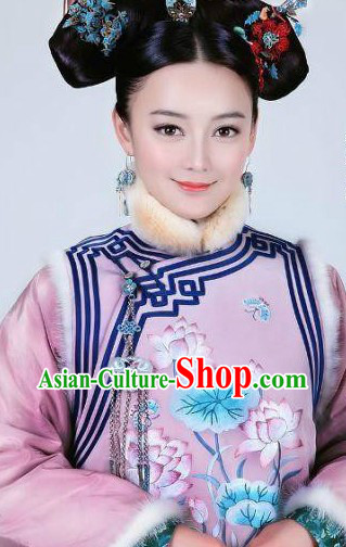Qing Dynasty Princess Costumes and Hair Accessories Complete Set for Women
