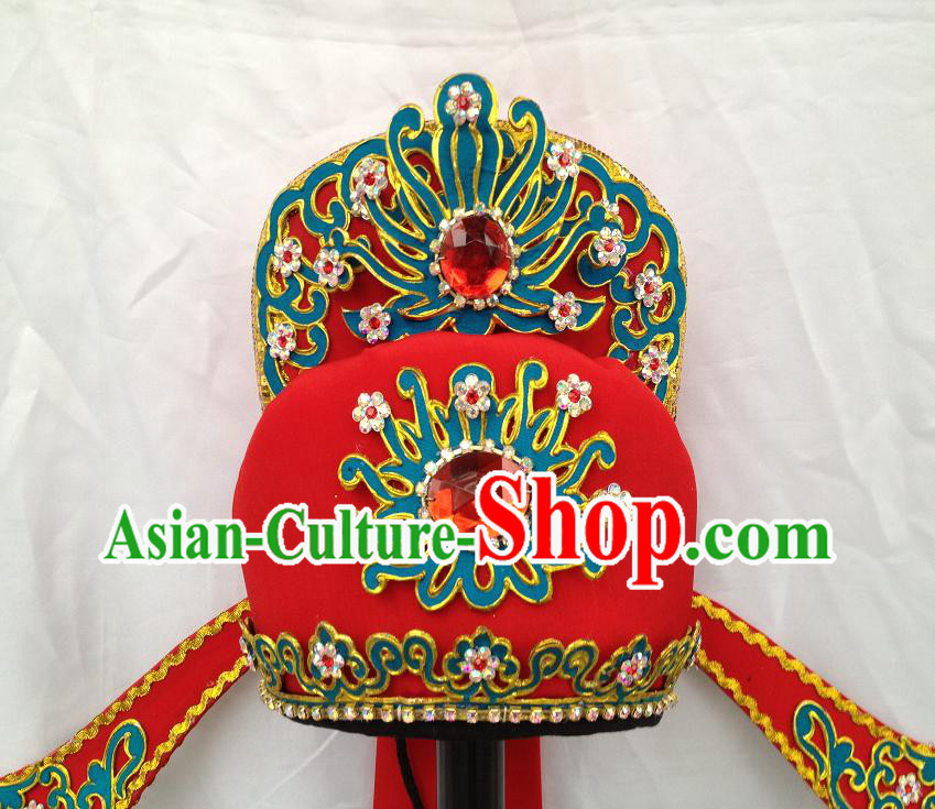 Ancient Chinese Red Opera Stage Performance Male Hat