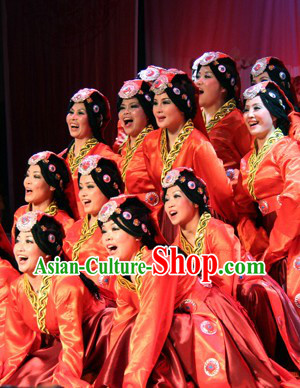 Traditional Chinese Tibetan Dance Costumes Complete Set