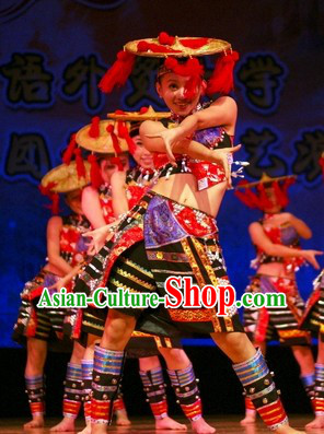 Huayao Dai Ethnic Dance Costumes and Hat Complete Set