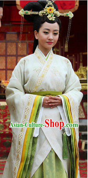 Ancient Chinese Imperial Female Clothes and Headdress Complete Set