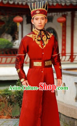 Ancient Chinese General Outfits and Hat Complete Set