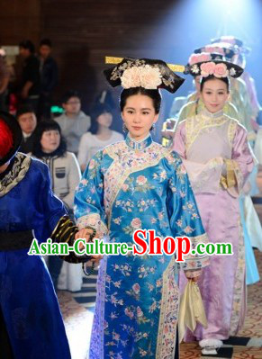 Qing Dynasty Ma Er Tai Ruo Xi Clothing and Headdress Complete Set