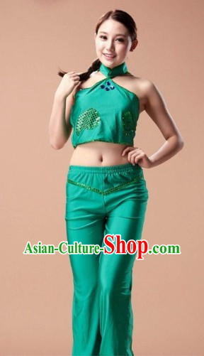 Traditional Chinese Green Contemporary Dance Costumes
