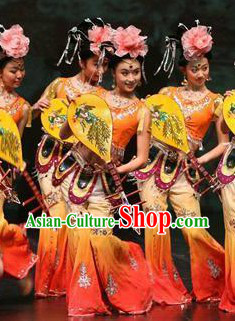 Professional Stage Performance Chinese Lute Group Dance Costumes Complete Set