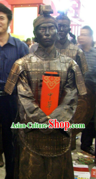 Action Art Living Sculpture Ancient Chinese Warrior Costumes Complete Set