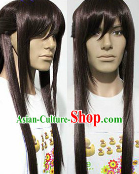 Ancient Chinese Style Black Long Hero Wig for Men