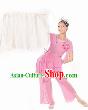 Ancient Chinese Snow Plum Blossom Dance Clothing and Headdress