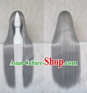 Ancient Chinese Long Grey Wig for Men