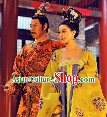 Tang Dynasty Wu Ze Tian Empress and Emperor Costumes Two Complete Sets