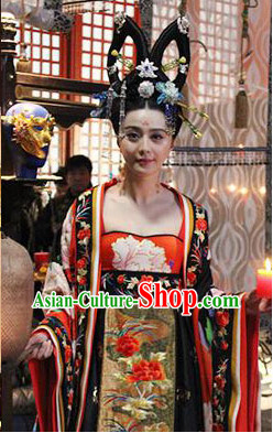 Tang Dynasty Wu Ze Tian Female Emperor Clothing, Wig and Hair Accessories Complete Set