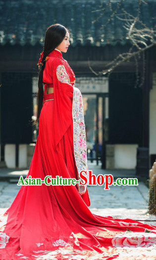 Ancient Chinese Princess Red Wedding Costumes Complete Set