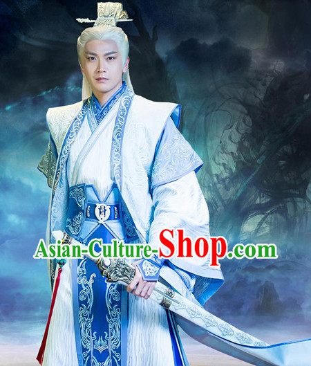Legend of Ancient Sword White Kung Fu Master Outfit Complete Set