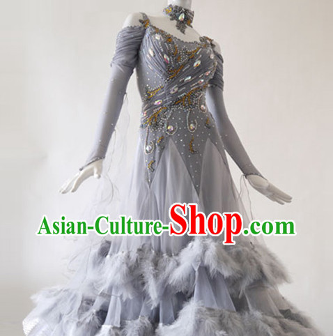 Top High Quality Professional Latin Dance Feather Suit for Women