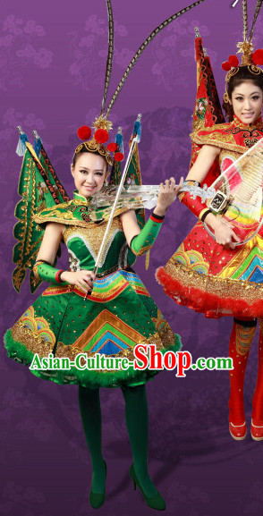 Green Crystal Music Ensemble Stage Performance Peking Opera Style Costumes
