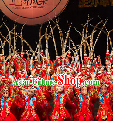 Qin Yuan Chun Beijing Opera Stage Performance Dance Costumes and Long Feather Hat