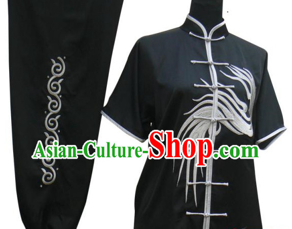 Top Short Sleeves Silk Martial Arts Tai Chi Morning Practice Clothes