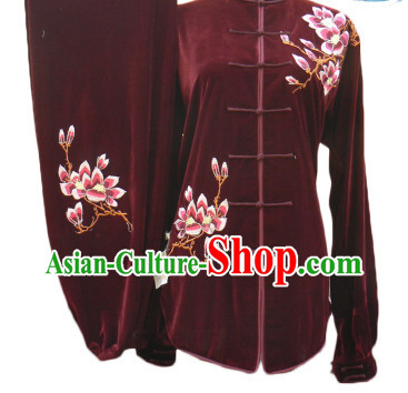 Professional Velvet Long Sleeves Magnolia Embroidery Suit