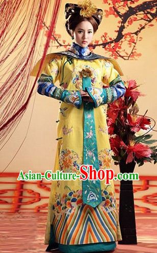 Qing Dynasty Royal Princess Clothing and Hair Accessories Complete Set