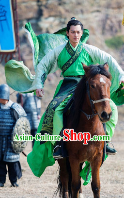Lanling Queen China TV Drama Green Han Fu Guzhuang Clothes for Men
