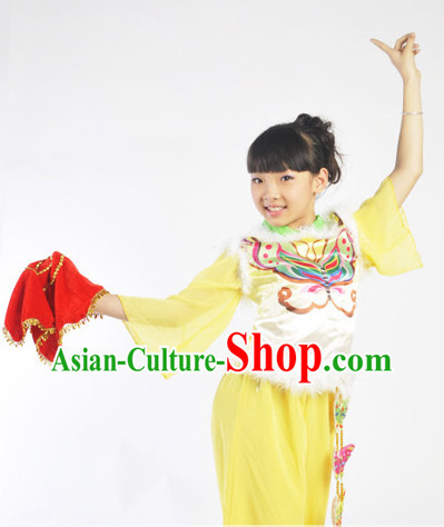 Chinese Lunar New Year Folk Fan Group Dancing Outfit for Kids