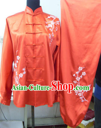 Traditional Red Plum Blossom Embroidery Chinese Kung Fu Suit