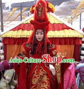 Wang Zhaojun Beauty Wedding Dresses and Hat Complete Set