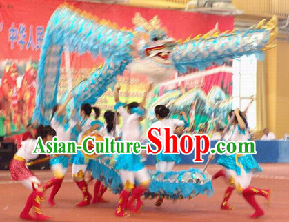 Lightweight Blue Chinese Dragon Dance Costume for 10 People