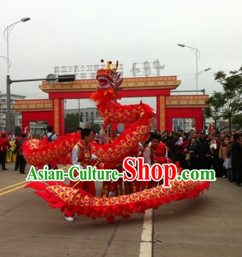 Parade Performance Red Dragon Dance Costumes Complete Set for Kids