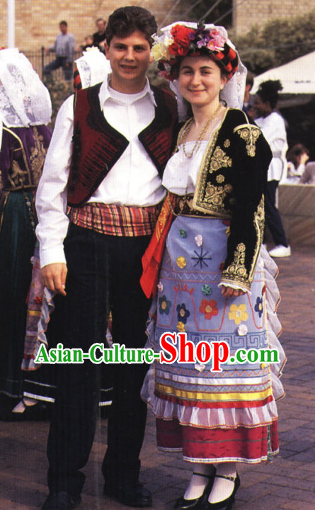 Traditional Greek Clothing Two Complete Sets for Men and Women