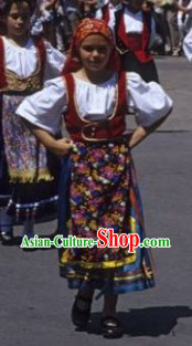 Traditional Greek Clothing and Hat Complete Set for Kids