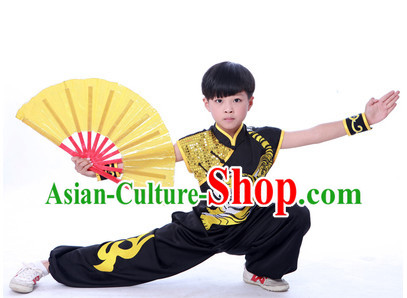 Black Dragon Embroidery Martial Arts Kung Fu Uniform for Children