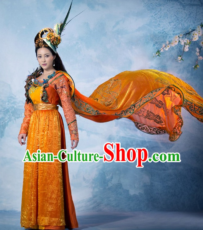 Ancient Chinese Minority National Princess Clothes and Head Accessories Complete Set