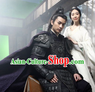 Chinese Knight Black Armor Helmet Costume Complete Set for Men