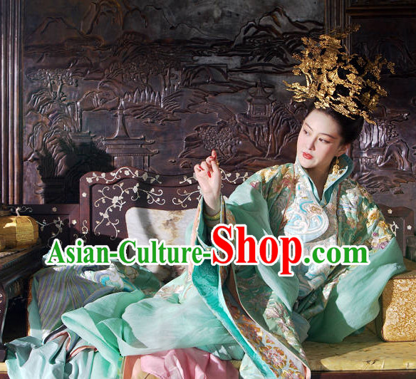 Chinese Classic Royal Palace Empress Clothes and Headwear Complete Set
