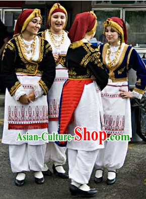Traditional Greek Clothing and Headwear Complete Set for Women