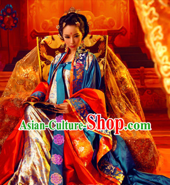 Chinese Traditional Princess Clothes and Hair Accessories Complete Set